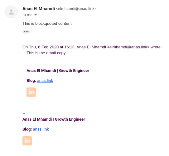 Gmail blockquotes example