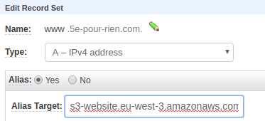 Creating A record in Route 53